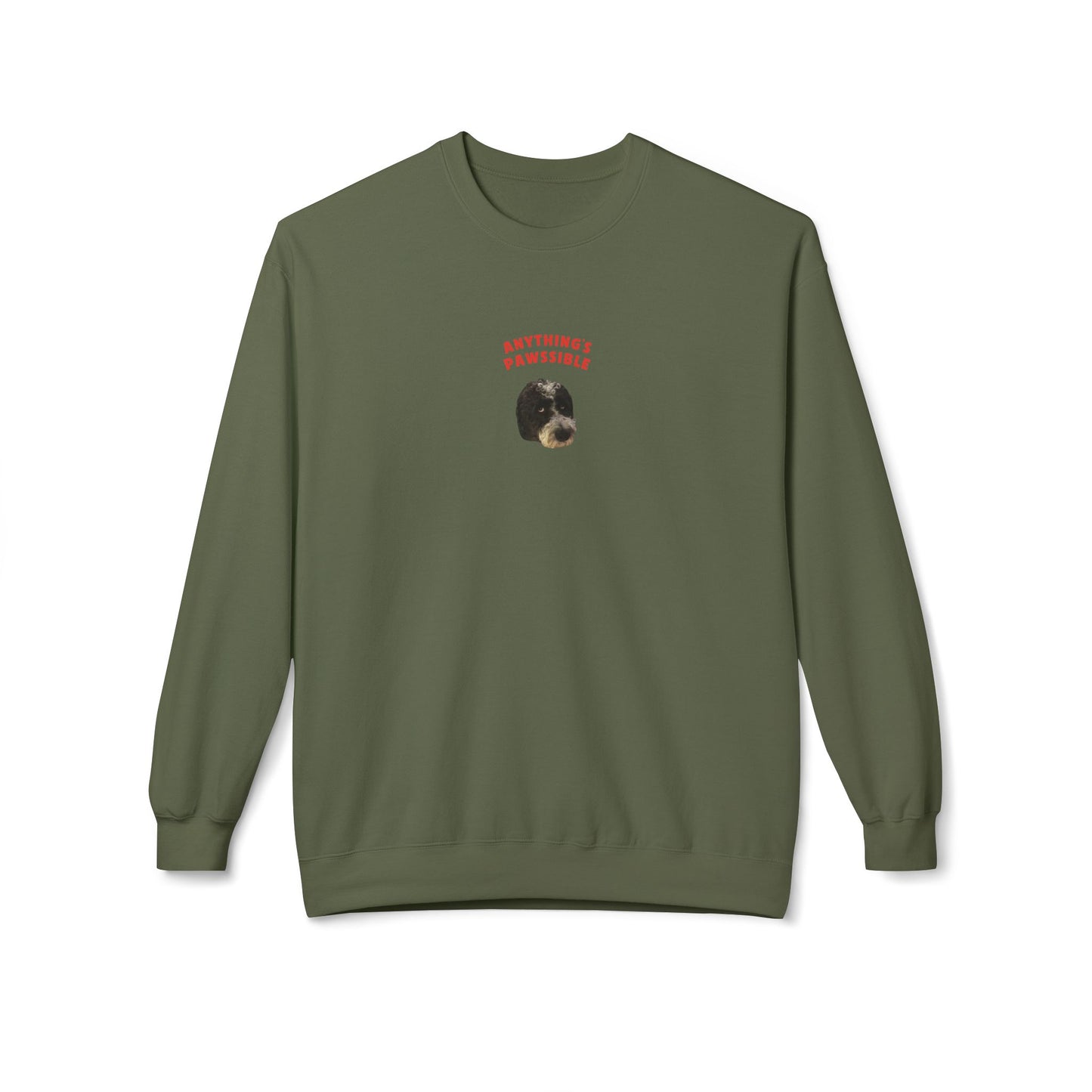 "Anything's Pawssible" Custom Pet Face Portrait Crewneck Sweatshirt