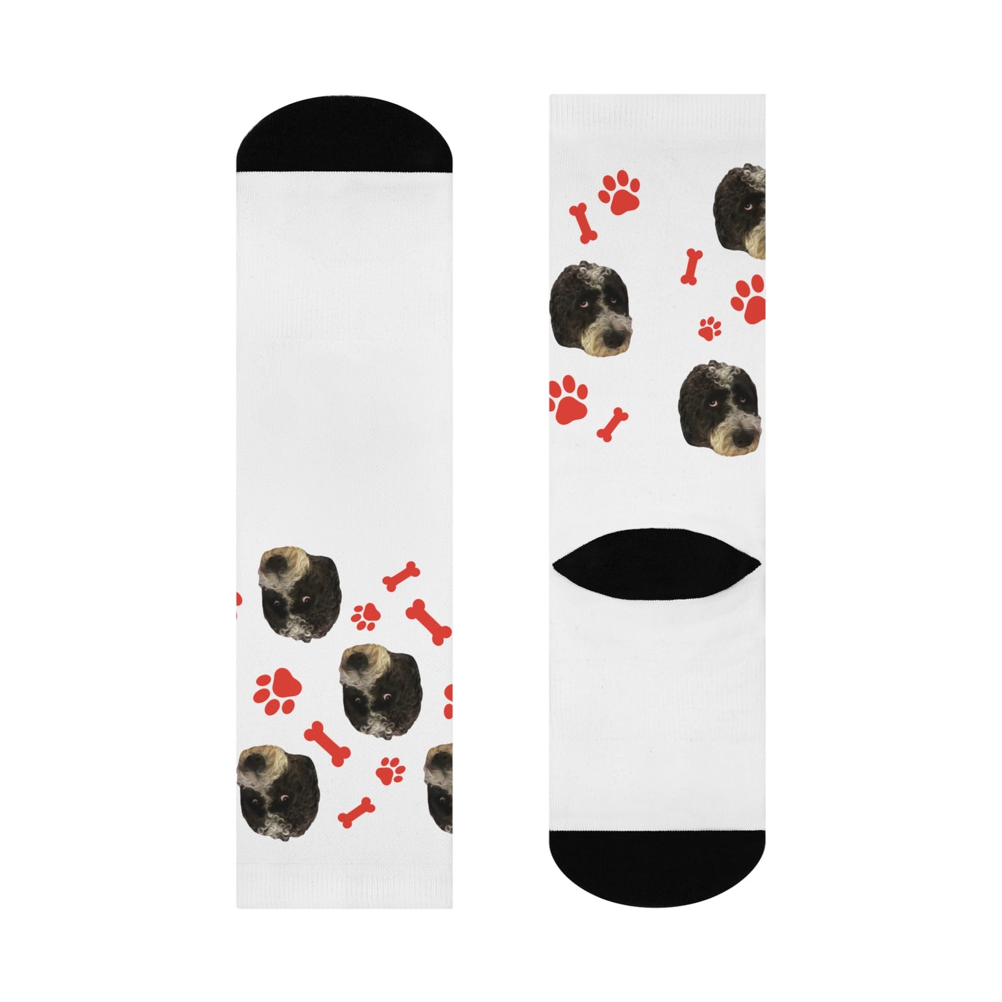 Custom Pet Face Portrait Crew Socks - White