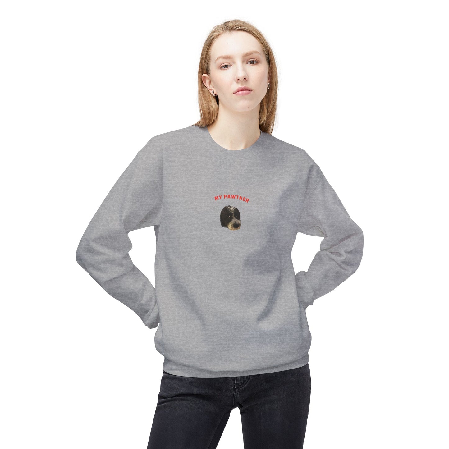 "My Pawtner" Custom Pet Face Portrait Crewneck Sweatshirt