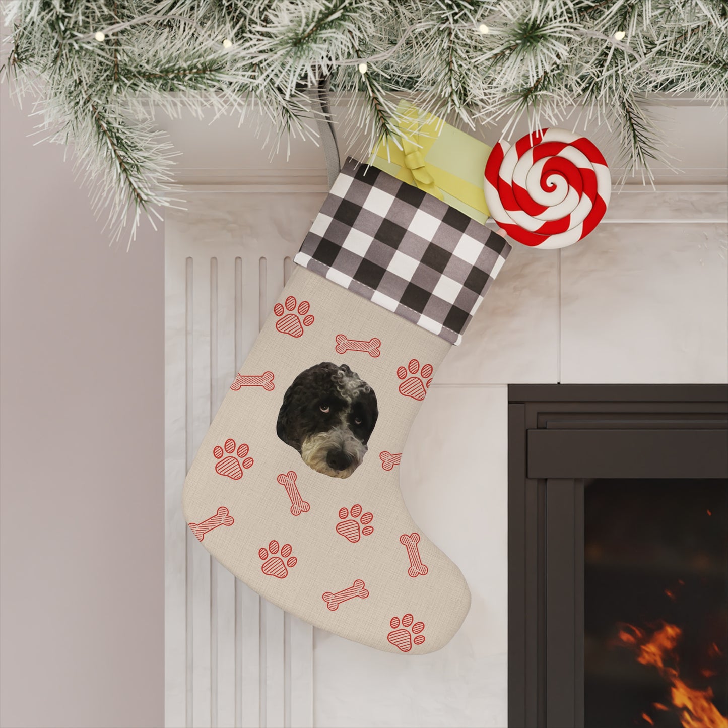 Custom Pet Face Portrait Christmas Stocking