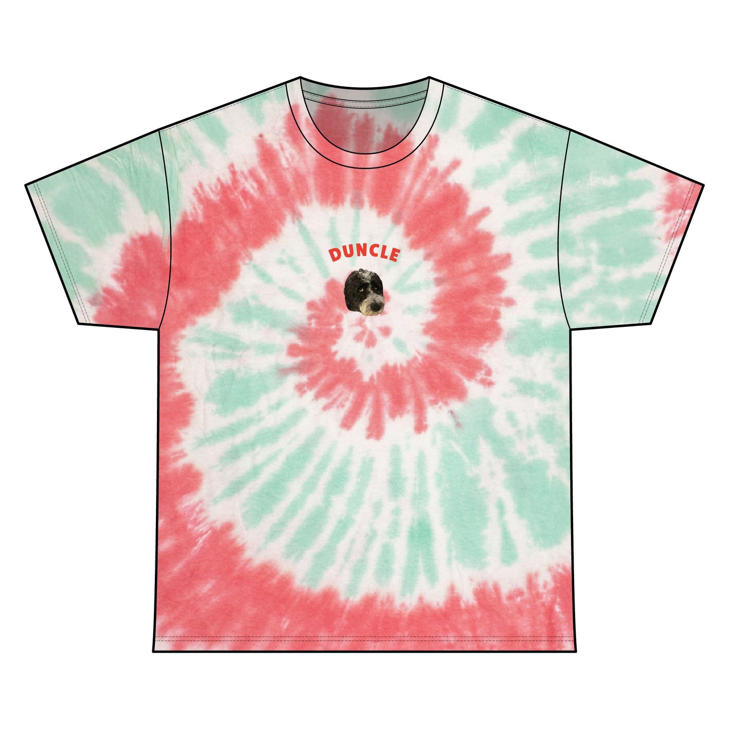 "Duncle" Custom Pet Face Portrait Tie-Dye Tee - Summer Sky