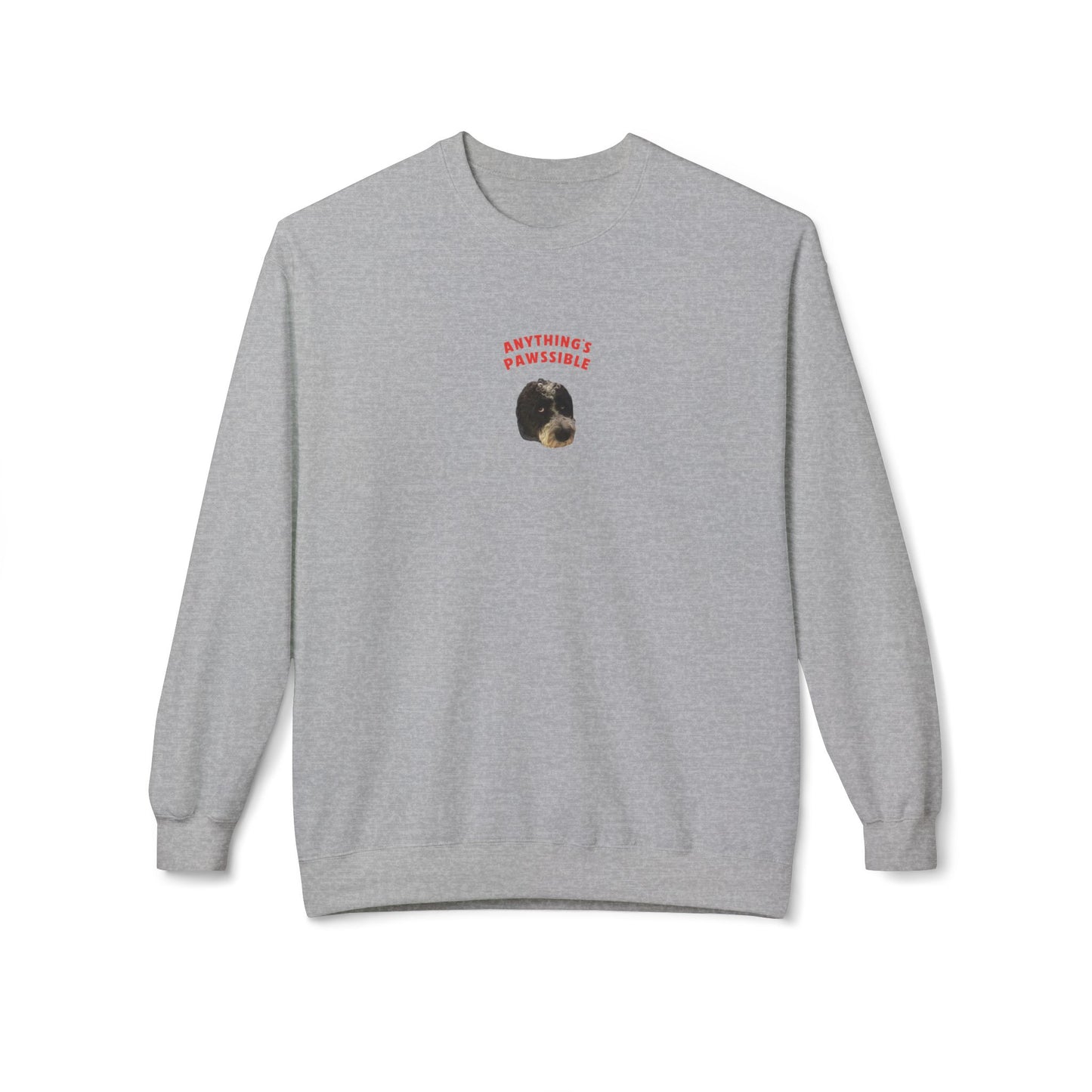 "Anything's Pawssible" Custom Pet Face Portrait Crewneck Sweatshirt