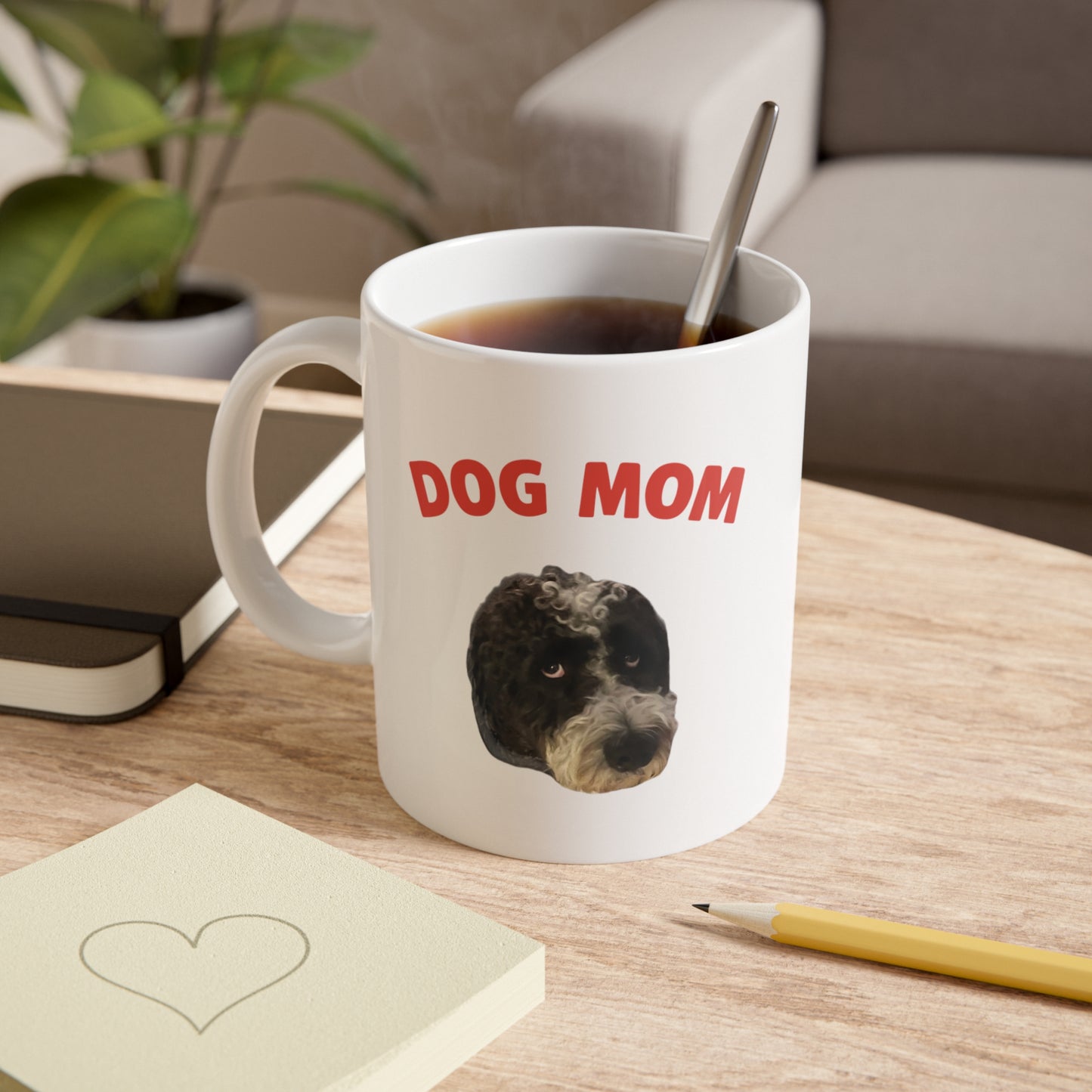 "Dog Mom" Custom Pet Face Portrait Mug