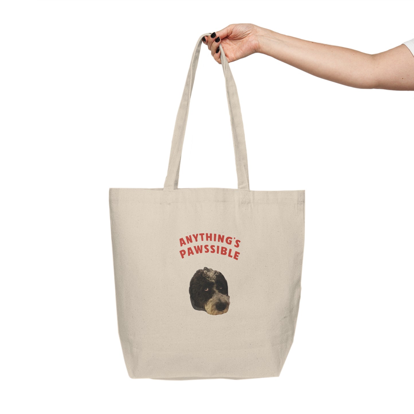 "Anything's Pawssible" Custom Pet Face Portrait Tote
