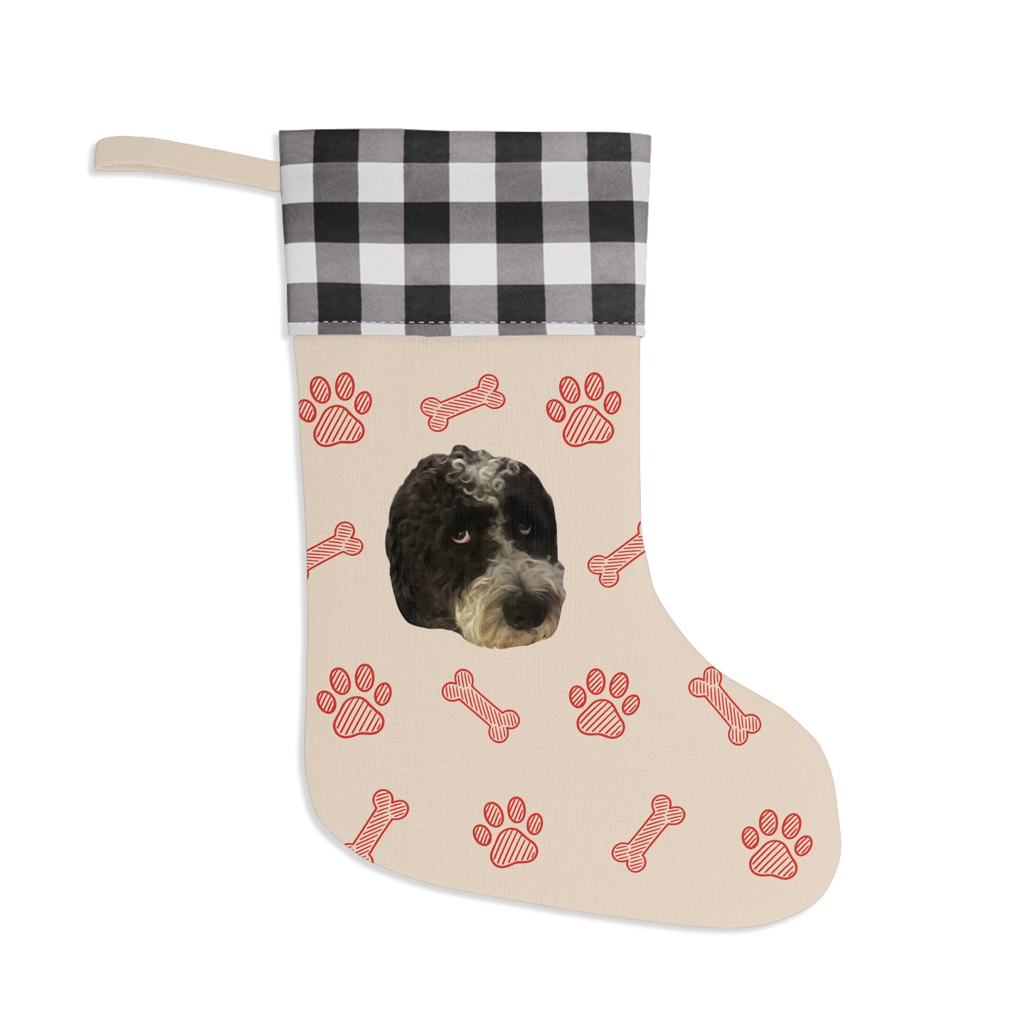 Custom Pet Face Portrait Christmas Stocking
