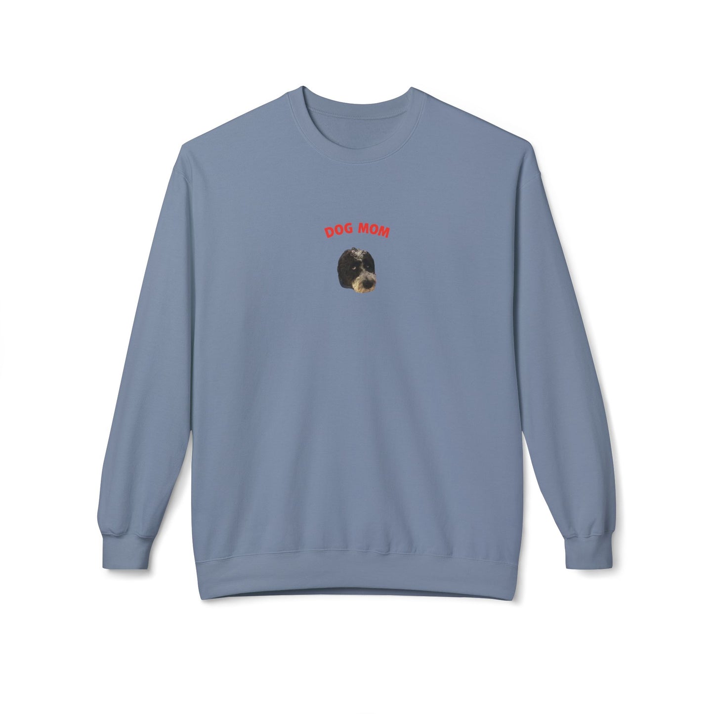 "Dog Mom" Custom Pet Face Portrait Crewneck Sweatshirt