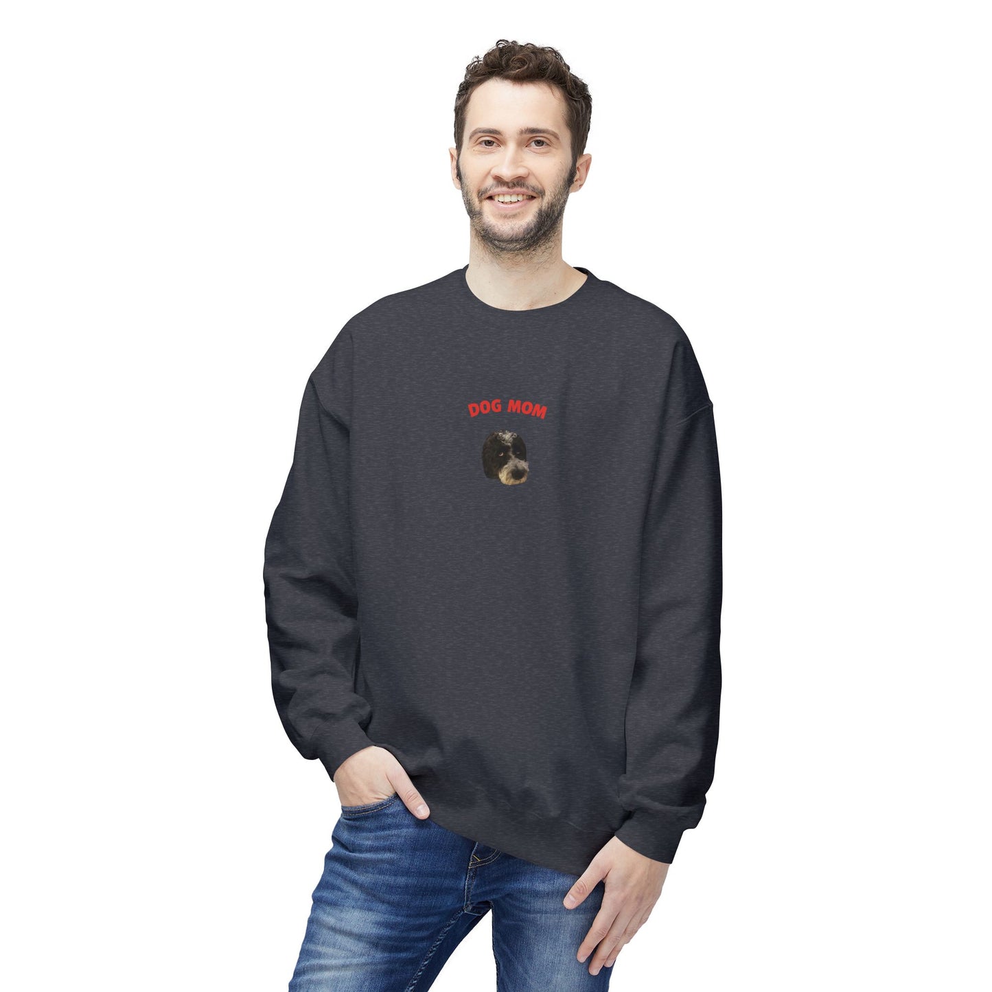 "Dog Mom" Custom Pet Face Portrait Crewneck Sweatshirt