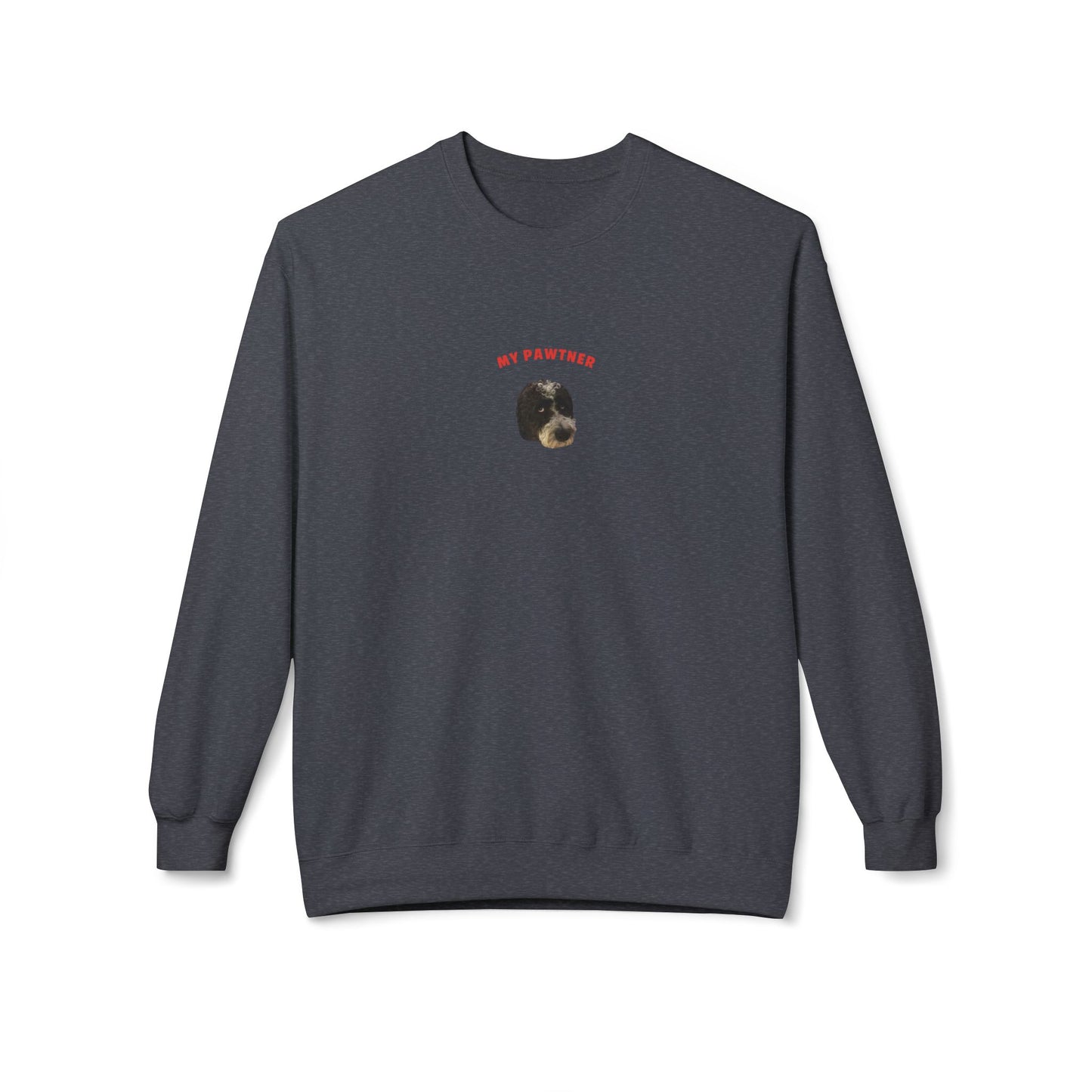 "My Pawtner" Custom Pet Face Portrait Crewneck Sweatshirt