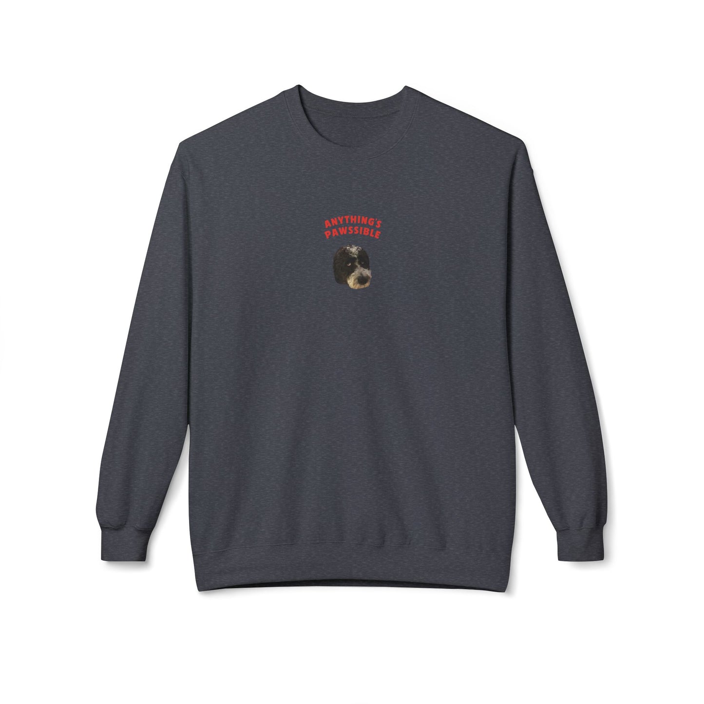 "Anything's Pawssible" Custom Pet Face Portrait Crewneck Sweatshirt