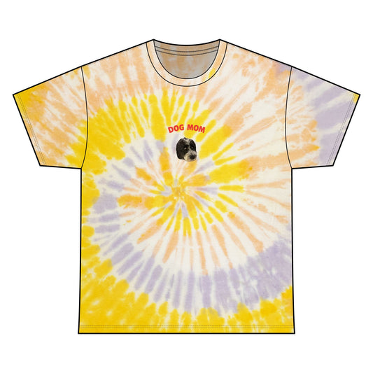 "Dog Mom" Custom Pet Face Portrait Tie-Dye Tee - Tropical Dream