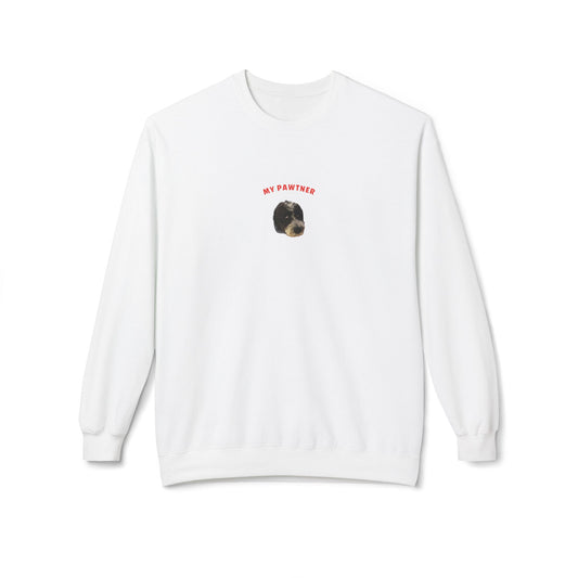 "My Pawtner" Custom Pet Face Portrait Crewneck Sweatshirt